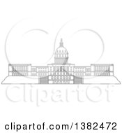 Poster, Art Print Of Gray Sketch Of The Capitol Building United States