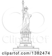 Poster, Art Print Of Gray Sketched Statue Of Liberty