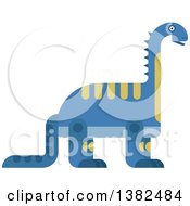 Poster, Art Print Of Robotic Styled Blue Brontosaurus Dinosaur
