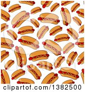 Clipart Of A Seamless Hot Dog Background Pattern Royalty Free Vector Illustration