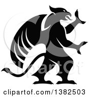 Clipart Of A Black And White Rampant Griffin Royalty Free Vector Illustration by Vector Tradition SM