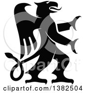 Clipart Of A Black And White Rampant Griffin Royalty Free Vector Illustration by Vector Tradition SM