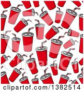 Clipart Of A Seamless Background Pattern Of Fountain Sodas Royalty Free Vector Illustration