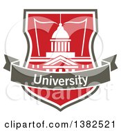 Poster, Art Print Of University Shield With A Building Open Book And Text Banner