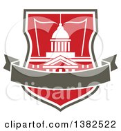 Poster, Art Print Of University Shield With A Building Open Book And Blank Banner