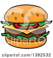 Clipart Of A Cartoon Cheeseburger Royalty Free Vector Illustration