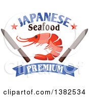 Shrimp With Knives Stars Text And A Blue Banner