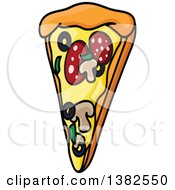 Clipart Of A Cartoon Slice Of Pizza Royalty Free Vector Illustration