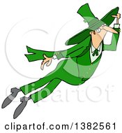 Poster, Art Print Of St Patricks Day Leprechaun Flying