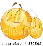 Poster, Art Print Of Cartoon Yellow Emoji Smiley Face Emoticon Denying Something Or Gesturing Talk To The Hand