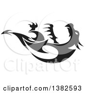 Clipart Of A Black And White Dragon Tattoo Design Royalty Free Vector Illustration by dero