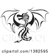 Poster, Art Print Of Black And White Dragon Tattoo Design