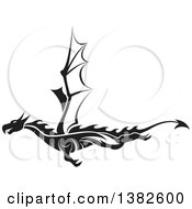 Poster, Art Print Of Black And White Dragon Tattoo Design