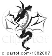 Poster, Art Print Of Black And White Dragon Tattoo Design