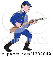 Poster, Art Print Of Cartoon American Civil War Union Army Soldier With A Bayonet Rifle