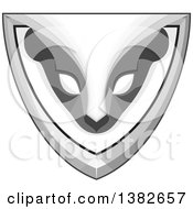 Clipart Of A Grayscale Retro Styled Skunk Head In A Shield Royalty Free Vector Illustration
