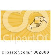 Clipart Of Retro Movie Director Hands Framing A Shot And Yellow Rays Background Or Business Card Design Royalty Free Illustration
