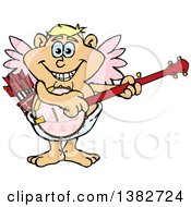 Happy Valentines Day Cupid Playing A Banjo