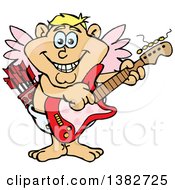 Poster, Art Print Of Happy Valentines Day Cupid Playing An Electric Guitar
