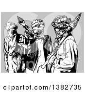 Poster, Art Print Of Black And White Terrorist Group Over Gray