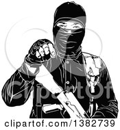 Black And White Terrorist Gesturing With His Hand