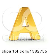 3d Golden Capital Letter A On A Shaded White Background With Clipping Path