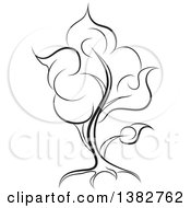 Clipart Of A Black And White Abstract Tree Royalty Free Vector Illustration