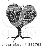 Poster, Art Print Of Black And White Abstract Tree With Hearts