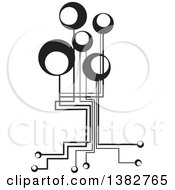 Clipart Of A Black And White Abstract Tree With Circles And Roots Royalty Free Vector Illustration
