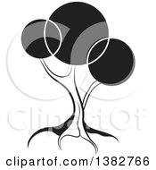 Clipart Of A Black And White Abstract Tree With Circles Royalty Free Vector Illustration