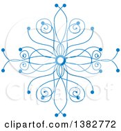 Poster, Art Print Of Blue Ornate Winter Snowflake