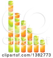Poster, Art Print Of 3d Green And Orange Shiny Bar Graph Made Of Cylinders