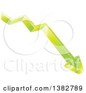 Clipart Of A 3d Shiny Green Arrow Pointing Down Royalty Free Vector Illustration