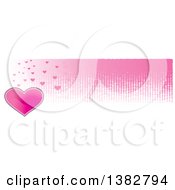 Poster, Art Print Of Valentines Day Website Banner Header With A Pink Heart And Grunge