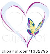 Poster, Art Print Of Butterfly On A Blue And Purple Love Heart