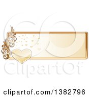 Poster, Art Print Of Valentines Day Website Banner Header With A Gold Heart Frame And Ornate Floral Scroll