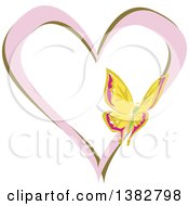 Poster, Art Print Of Butterfly On A Pink And Green Love Heart