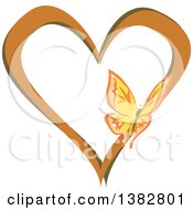 Poster, Art Print Of Butterfly On A Brown And Green Love Heart