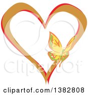 Poster, Art Print Of Butterfly On A Brown And Red Love Heart
