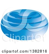 Clipart Of A 3d Abstract Blue Oval Icon Royalty Free Vector Illustration