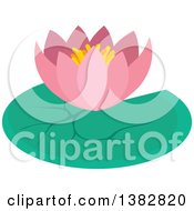 Clipart Of A Pink Lotus Water Lily Flower And Pad Royalty Free Vector Illustration