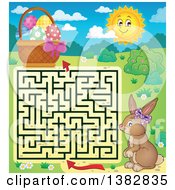 Poster, Art Print Of Maze Leading A Bunny Rabbit To An Easter Basket