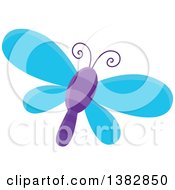Clipart Of A Blue And Purple Dragonfly Royalty Free Vector Illustration