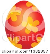 Clipart Of A Red Easter Egg With Flowers Royalty Free Vector Illustration