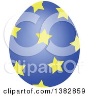 Poster, Art Print Of Blue Easter Egg With Yellow Stars