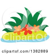 Poster, Art Print Of Small Island With Grass And Flowers