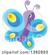 Clipart Of A Flying Cute Butterfly Royalty Free Vector Illustration by visekart