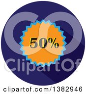 Poster, Art Print Of Flat Design Round Fifty Percent Icon