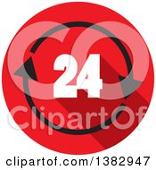 Clipart Of A Flat Design Round 24 Hour Icon Royalty Free Vector Illustration