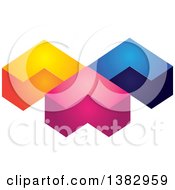 Clipart Of A 3d Colorful Abstract Arrow Design Royalty Free Vector Illustration